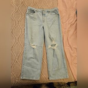 Levi's Light Blue Ribcage Straight Ankle Distressed Women Jeans Size 16w